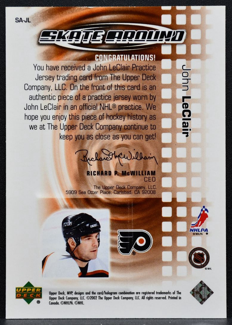 2002-03 Upper Deck MVP Skate Around Jerseys John LeClair Flyers Jersey 5352