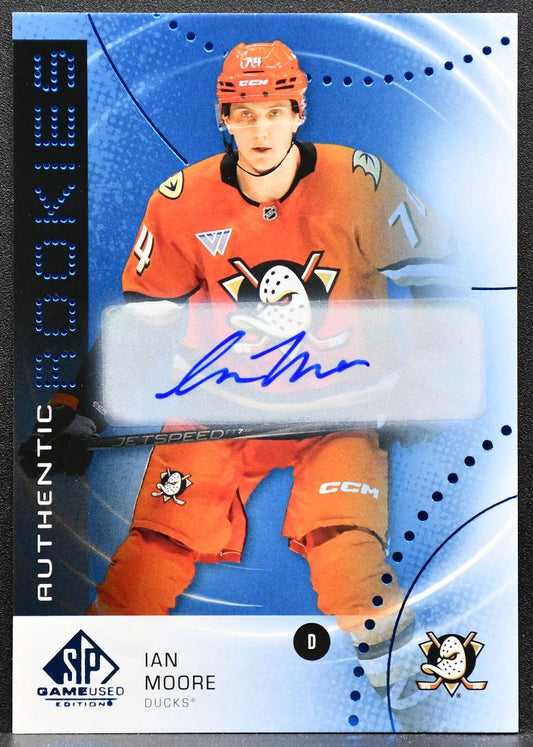 2025-26 SP Game Used Authentic Rookies Blue Auto Ian Moore Ducks RC Auto 6958