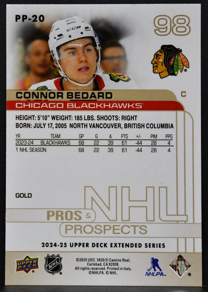 2024-25 Upper Deck Pros and Prospects Connor Bedard PP-20 Chicago Blackhawks 4930