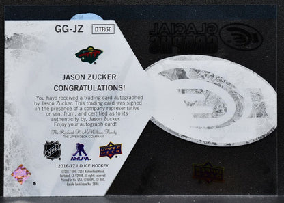 2016-17 Upper Deck ICE Glacial Graphs Jason Zucker GG-JZ Wild Auto 0248