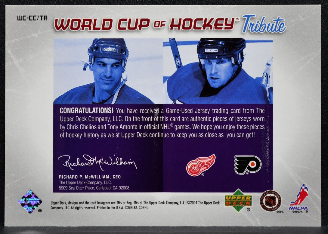 2004-05 UD World Cup Tribute Chelios/Amonte Red Wings/Flyers Jersey 4039