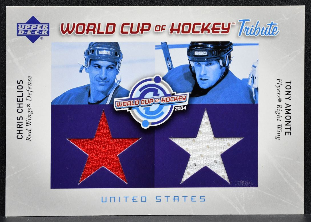 2004-05 UD World Cup Tribute Chelios/Amonte Red Wings/Flyers Jersey 4039