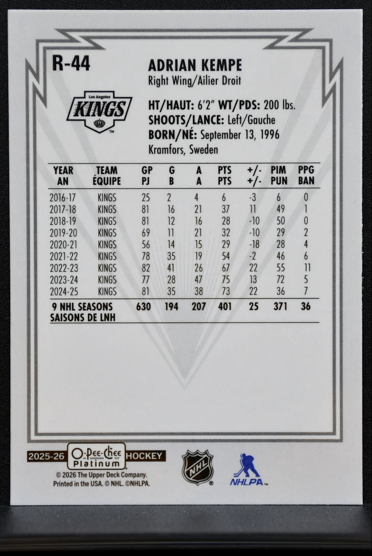 2025-26 O-Pee-Chee Platinum Retro Adrian Kempe R-44 Los Angeles Kings 2232