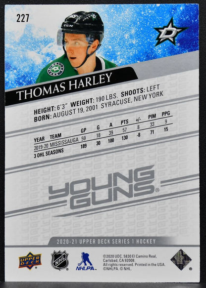 2020-21 Upper Deck Series 1 Young Guns Thomas Harley 227 Dallas Stars RC 8135