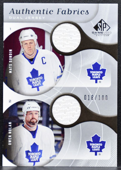 2005-06 SP Game Used Authentic Fabrics Dual Sundin/Nolan 018/100 Jersey 4675