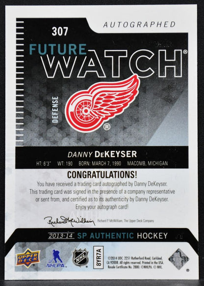 2013-14 SP Authentic Future Watch Auto Danny DeKeyser 307 RC Auto 754/999