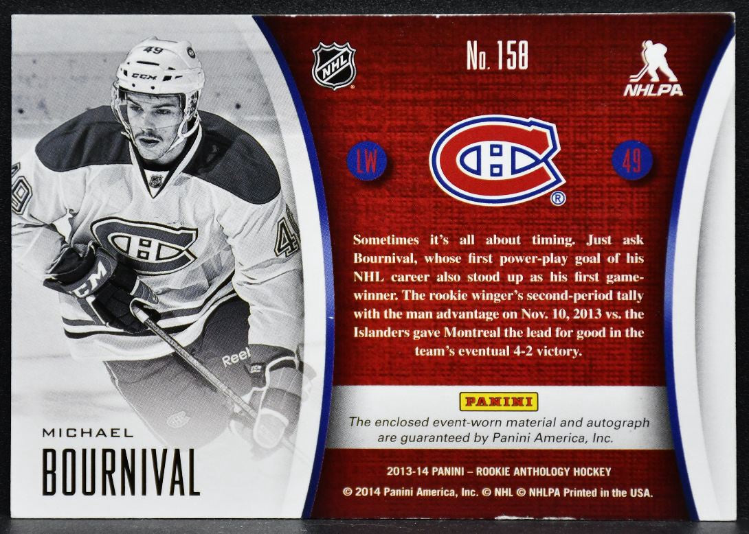 2013-14 Panini Rookie Anthology Selection Bournival 158 RC Auto Jersey 4044