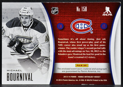 2013-14 Panini Rookie Anthology Selection Bournival 158 RC Auto Jersey 4044
