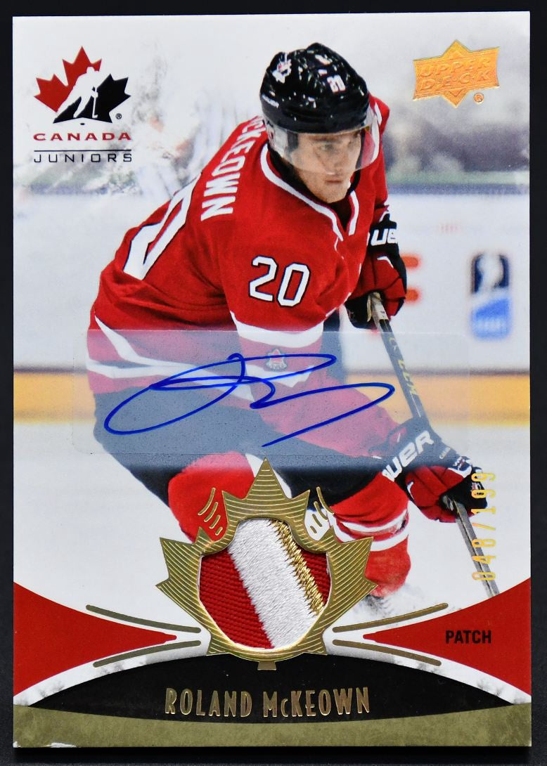 2016-17 UD Team Canada Juniors Auto Patch Roland McKeown 109 Auto /199 Patch