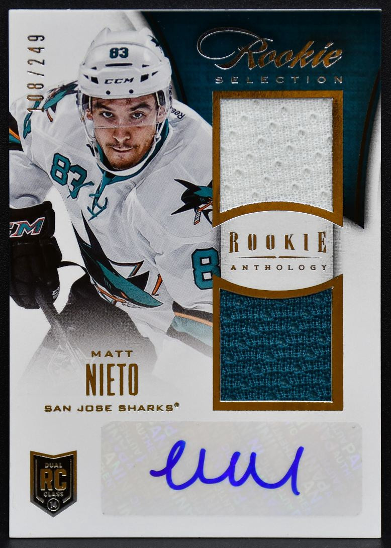 2013-14 Panini Anthology Selection Nieto 177 Sharks RC Auto 108/249 Jersey 2827