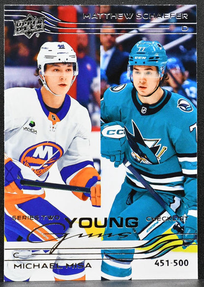 25-26 UD Series 2 Young Guns Checklist Misa / Schaefer 500 Sharks / Islanders RC 9331