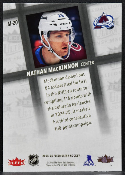 2025-26 Fleer Ultra Medallions Nathan MacKinnon M-20 Colorado Avalanche 3622