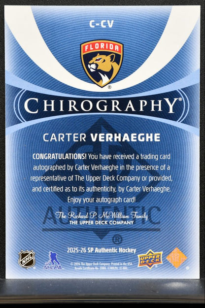 2025-26 SP Authentic Chirography Carter Verhaeghe Florida Panthers Auto 2478
