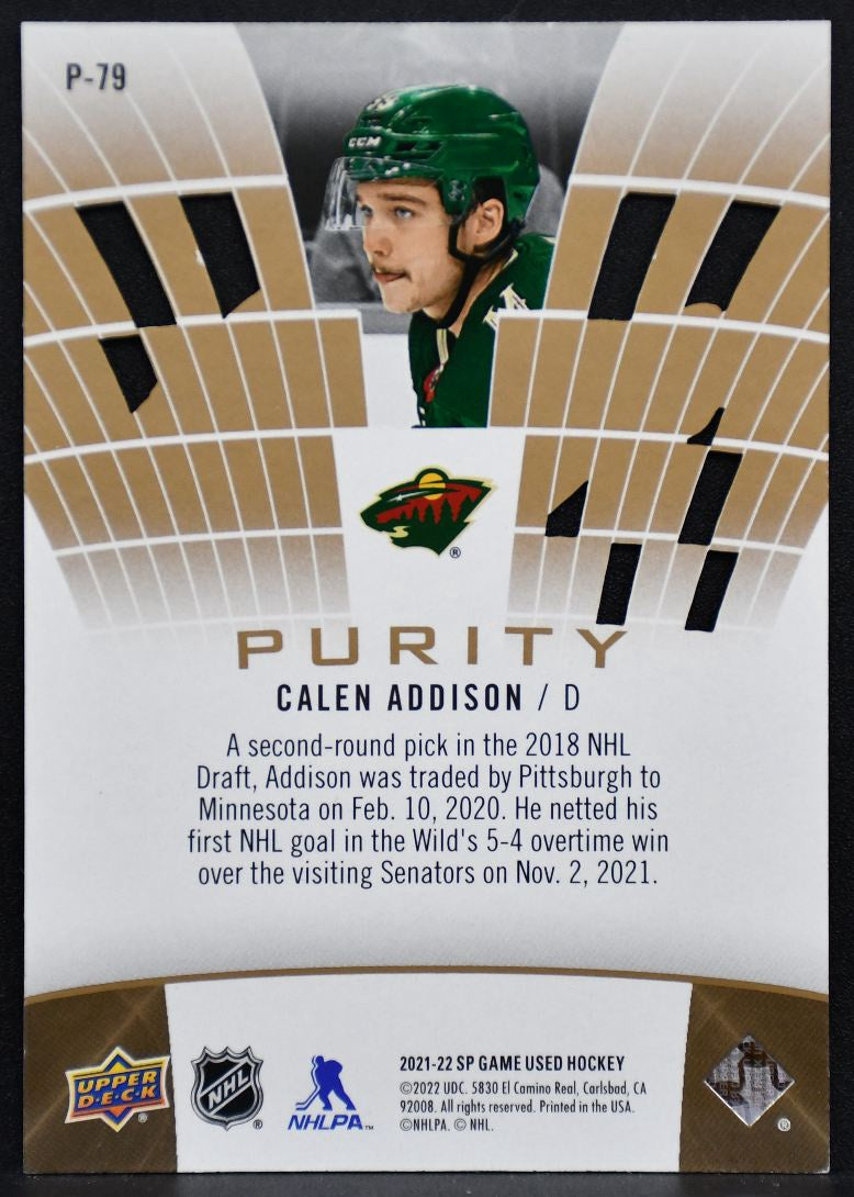 2021-22 SP Game Used Purity Gold Calen Addison P-79 Minnesota Wild 009/150 1258