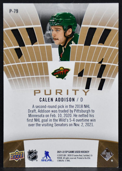 2021-22 SP Game Used Purity Gold Calen Addison P-79 Minnesota Wild 009/150 1258