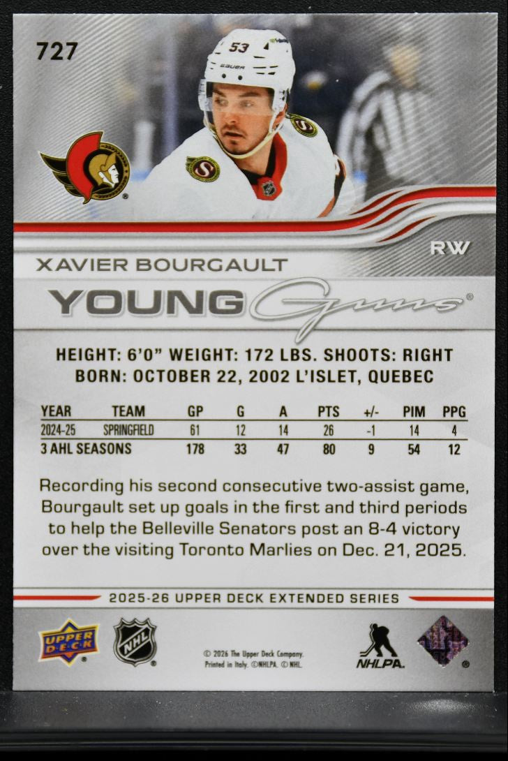 2025-26 Upper Deck Extended Series Young Guns Xavier Bourgault Senators RC 9997