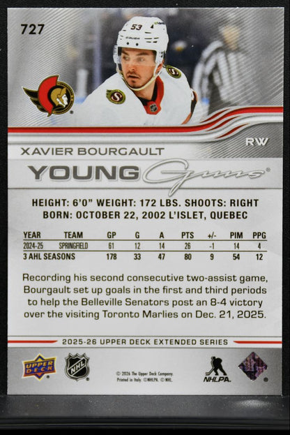 2025-26 Upper Deck Extended Series Young Guns Xavier Bourgault Senators RC 9997
