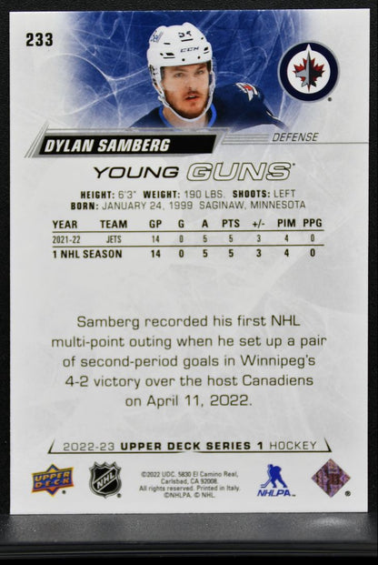 2022-23 Upper Deck Series 1 Young Guns Dylan Samberg 233 Winnipeg Jets RC 8815