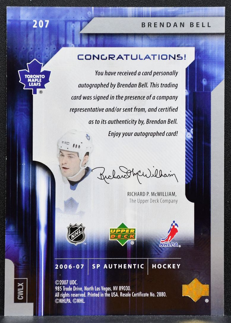 2006-07 SP Authentic Future Watch Auto Brendan Bell RC Auto 621/999 7554