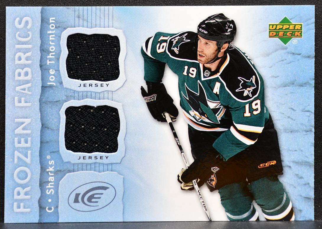 2007-08 Upper Deck Ice Frozen Fabrics Joe Thornton San Jose Sharks Jersey 7752