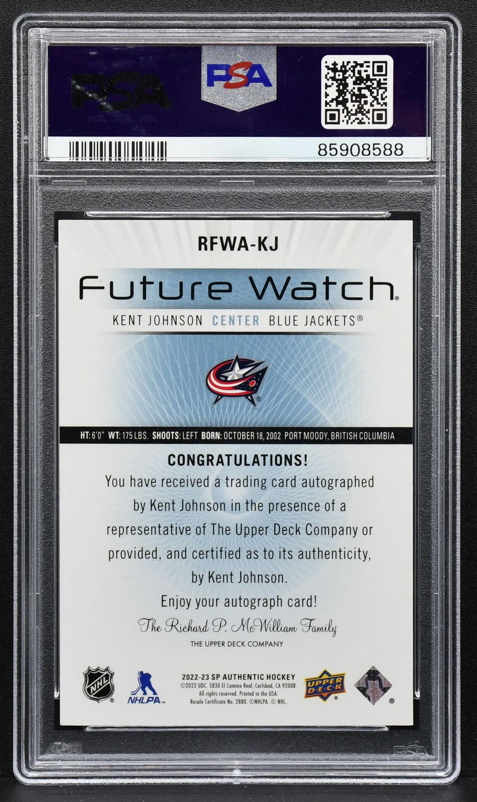 2022-23 SP Authentic 2012-13 Retro Future Watch Johnson RFWA-KJ RC Auto 2378