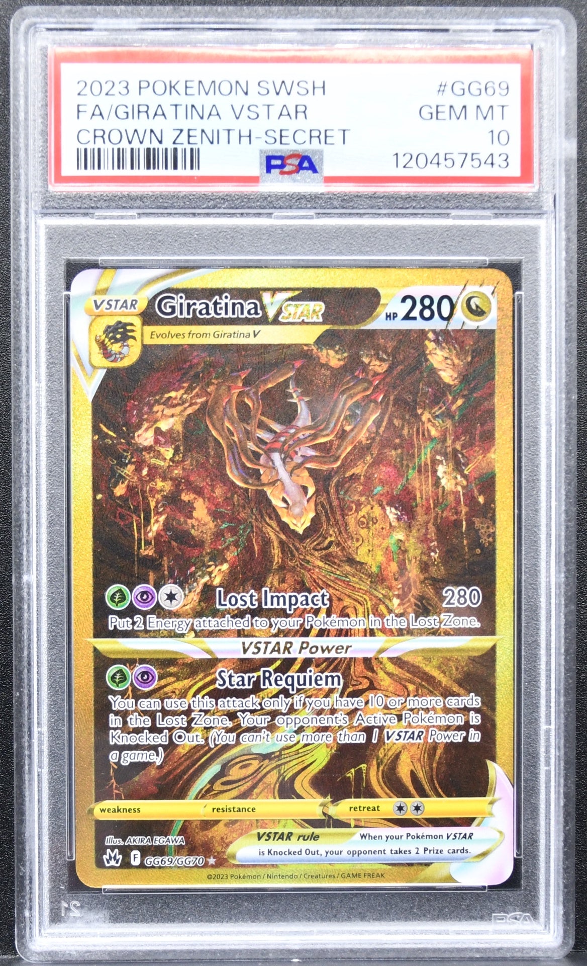 Pokémon Crown Zenith: Galarian Gallery Giratina VSTAR  GG69/GG70 Holofoil PSA 10