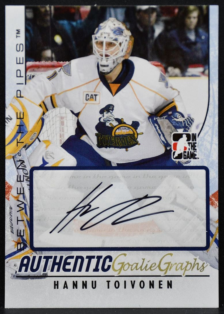 2007-08 ITG Between the Pipes Authentic Goaliegraphs Toivonen A-HT Auto 2018