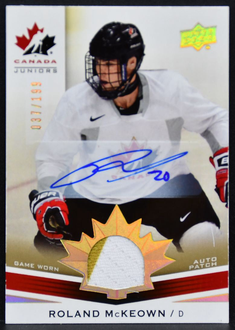 2014-15 UD Team Canada Juniors Base McKeown Canada Auto 037/199 Jersey 5668