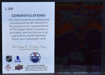 22-23 UD Clear Cut 2021-22 Retro 01-02 NHL Legends Bill Ranford Oilers Auto /49 5686