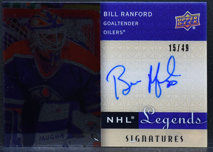 22-23 UD Clear Cut 2021-22 Retro 01-02 NHL Legends Bill Ranford Oilers Auto /49 5686