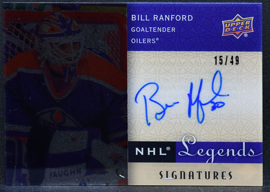 22-23 UD Clear Cut 2021-22 Retro 01-02 NHL Legends Bill Ranford Oilers Auto /49 5686