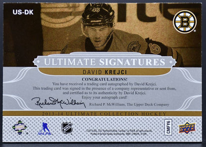 2013-14 UD Ultimate Collection Ultimate Signature David Krejci US-DK Auto