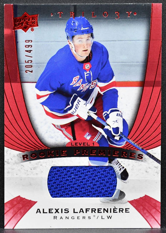 2020-21 UD Trilogy Rookie Premieres Red Foil Lafreniere Rangers RC Jersey 6859