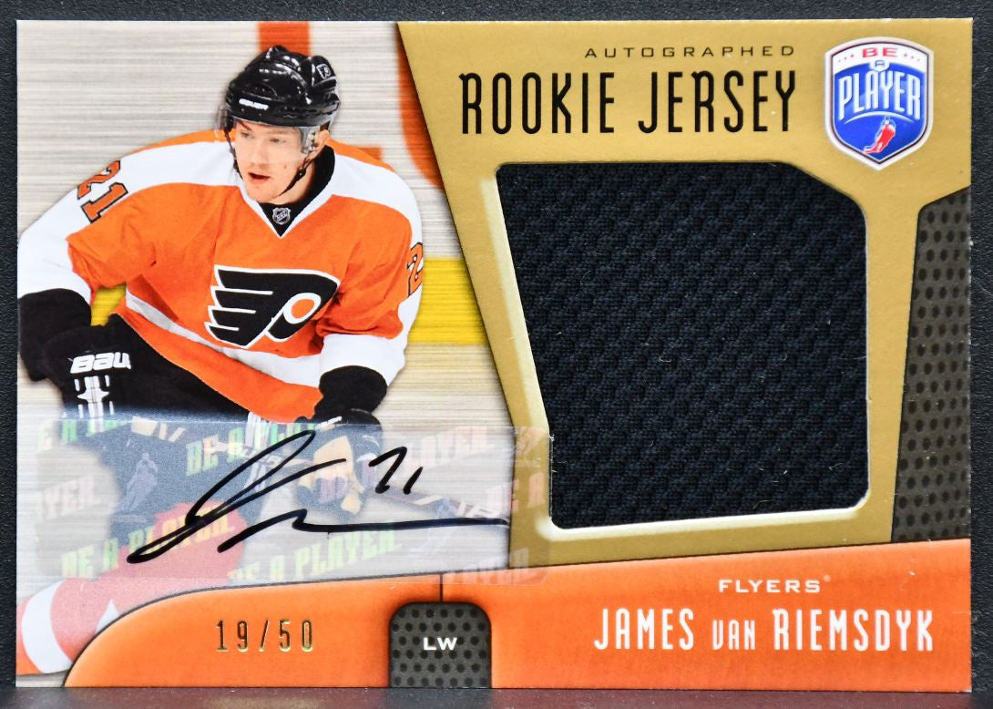 09-10 UD Be A Player Auto RC Jersey James Van Riemsdyk RJ-JV Flyers RC /50 6804