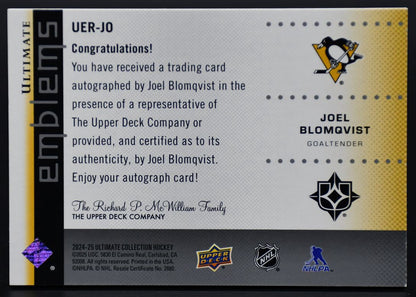 2024-25 UD Ultimate Collection Joel Blomqvist UER-JO Pittsburgh Penguins RC Auto