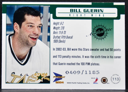 2003-04 Pacific Prism Jersey Bill Guerin 113 Dallas Stars 0409/1185 Jersey 8857