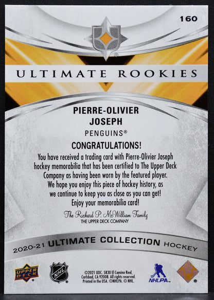 2020-21 UD Ultimate Collection Rookies Pierre-Olivier Joseph RC Jersey 3124