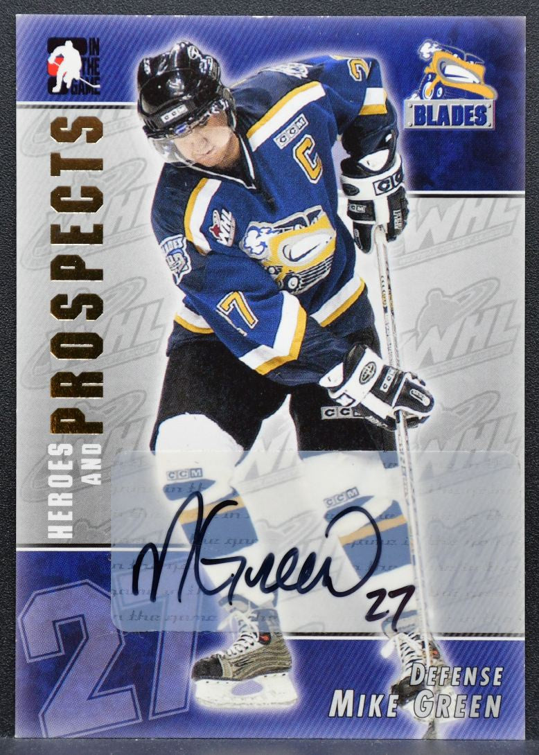 2004-05 ITG Heroes and Prospects Autographs Mike Green A-MGR Blades Auto 2066