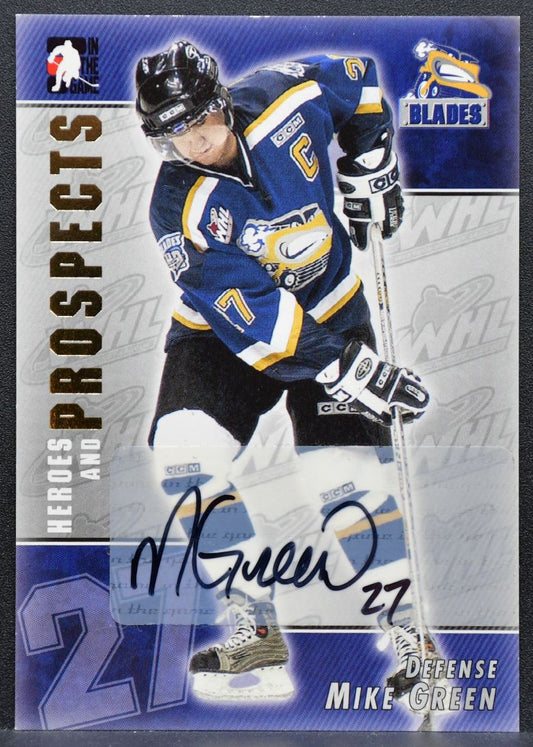 2004-05 ITG Heroes and Prospects Autographs Mike Green A-MGR Blades Auto 2066