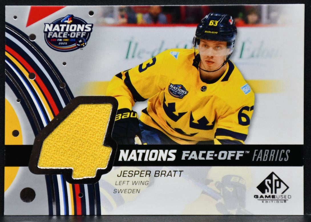 2025-26 SP Game Used 4 Nations Face Off Fabrics Jesper Bratt 4N-JB Sweden Jersey 1299