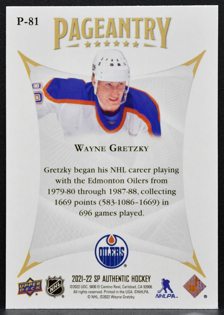 2021-22 SP Authentic Pageantry Wayne Gretzky P-81 Edmonton Oilers 4575