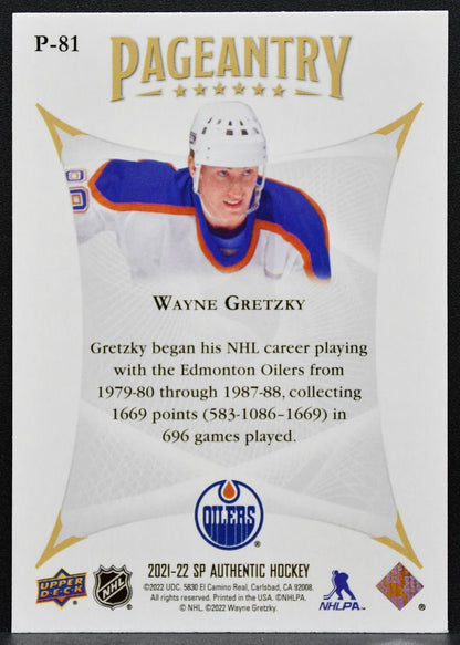 2021-22 SP Authentic Pageantry Wayne Gretzky P-81 Edmonton Oilers 4575