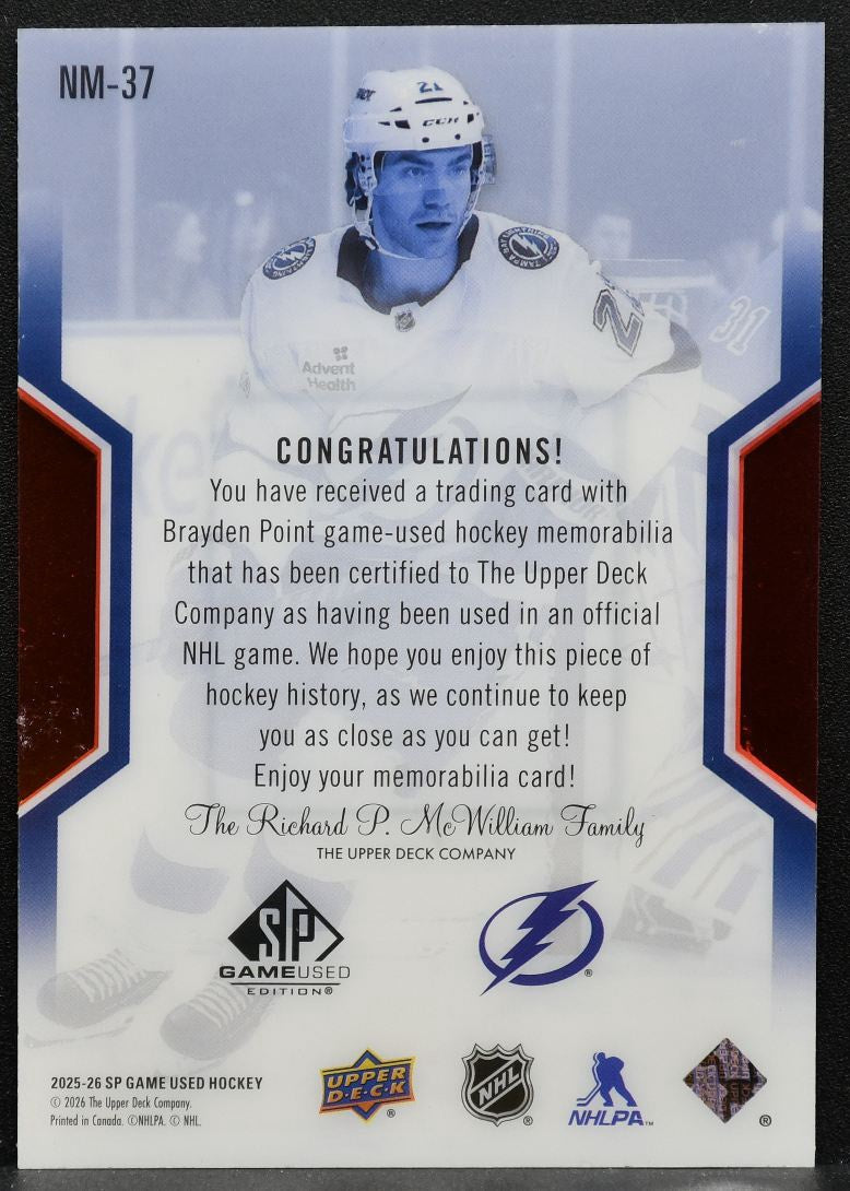 2025-26 SP Game Used NHL Masters Jersey Brayden Point Lightning Jersey 6781