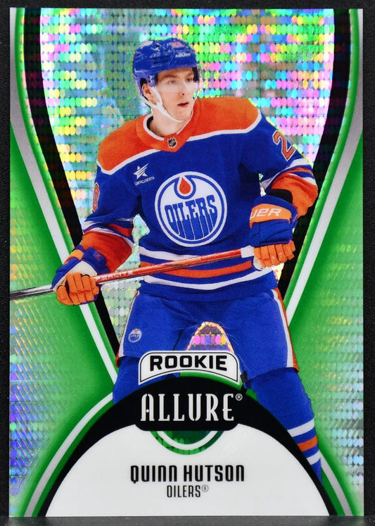 2025-26 UD Allure Rookie Green Quartz Quinn Hutson 112 Edmonton Oilers RC 29/99 1404