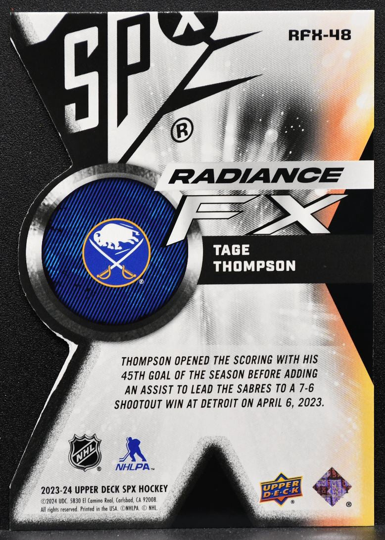 2023-24 SPx Radiance FX Tage Thompson RFX-48 Buffalo Sabres 745/949 7733