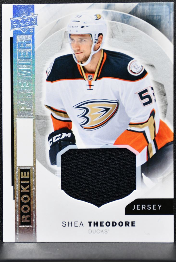 2015-16 Upper Deck Premier Rookie Jersey Shea Theodore R-18 Ducks RC Jersey 8488