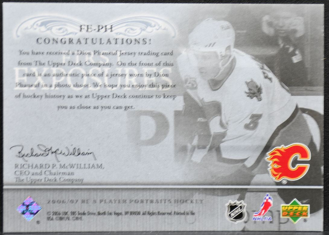 2006-07 Be A Player Portraits First Exposures Jersey Phaneuf Flames Jersey 1341