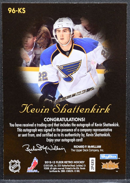 2012-13 Fleer Retro 1996 Autographics Kevin Shattenkirk 96-KS Blues Auto 2176