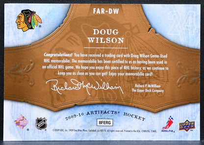 2009-10 Upper Deck Frozen Artifacts Doug Wilson Chicago Blackhawks Jersey 0660