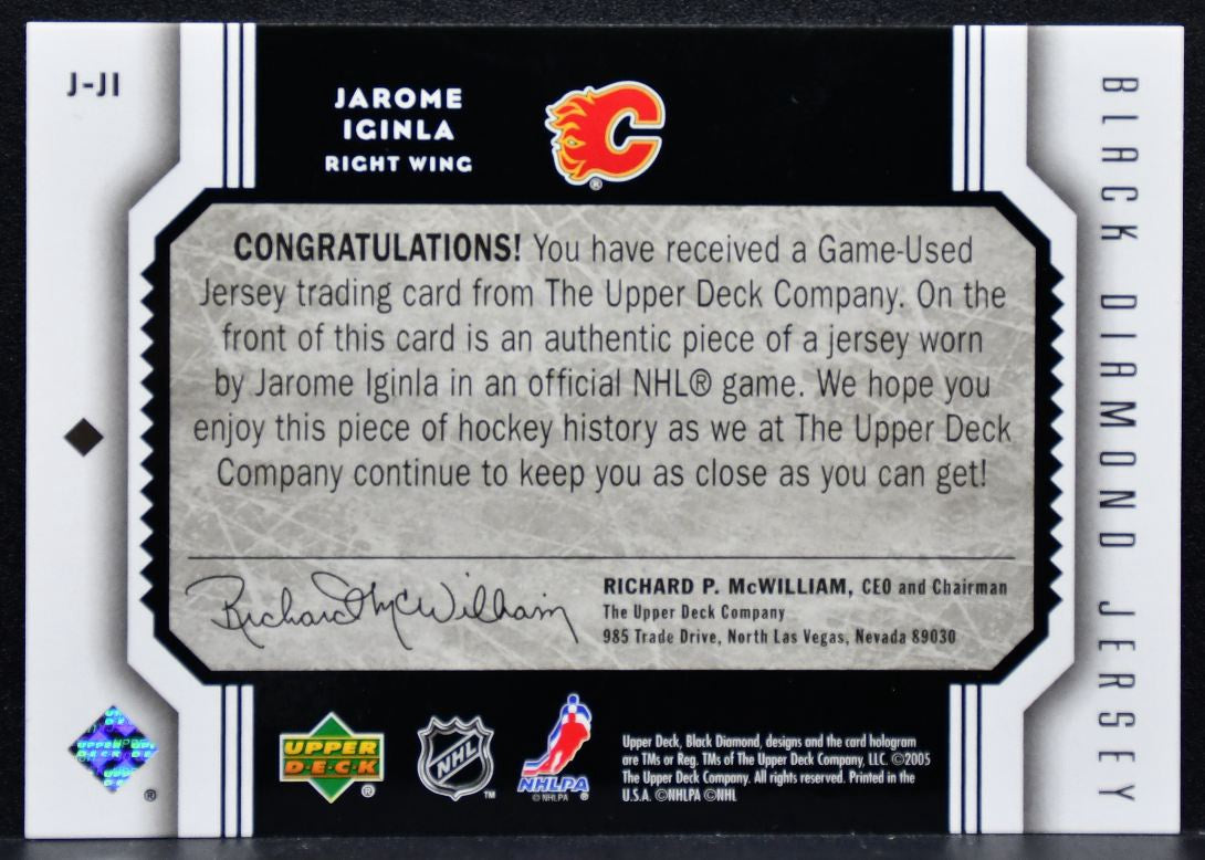 2005-06 Upper Deck Black Diamond Jersey Jarome Iginla Calgary Flames Jersey 7652